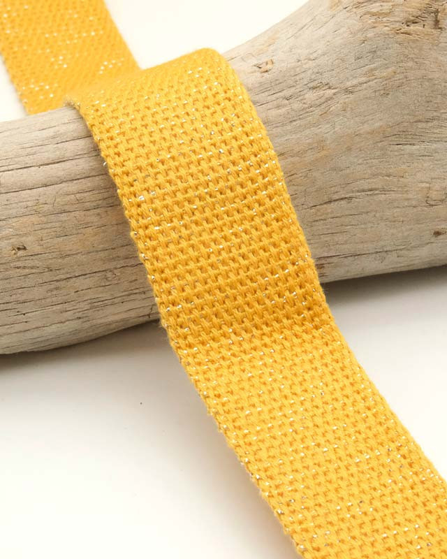 Sangle Coton Lurex Argent 30MM Moutarde - Maison Klem